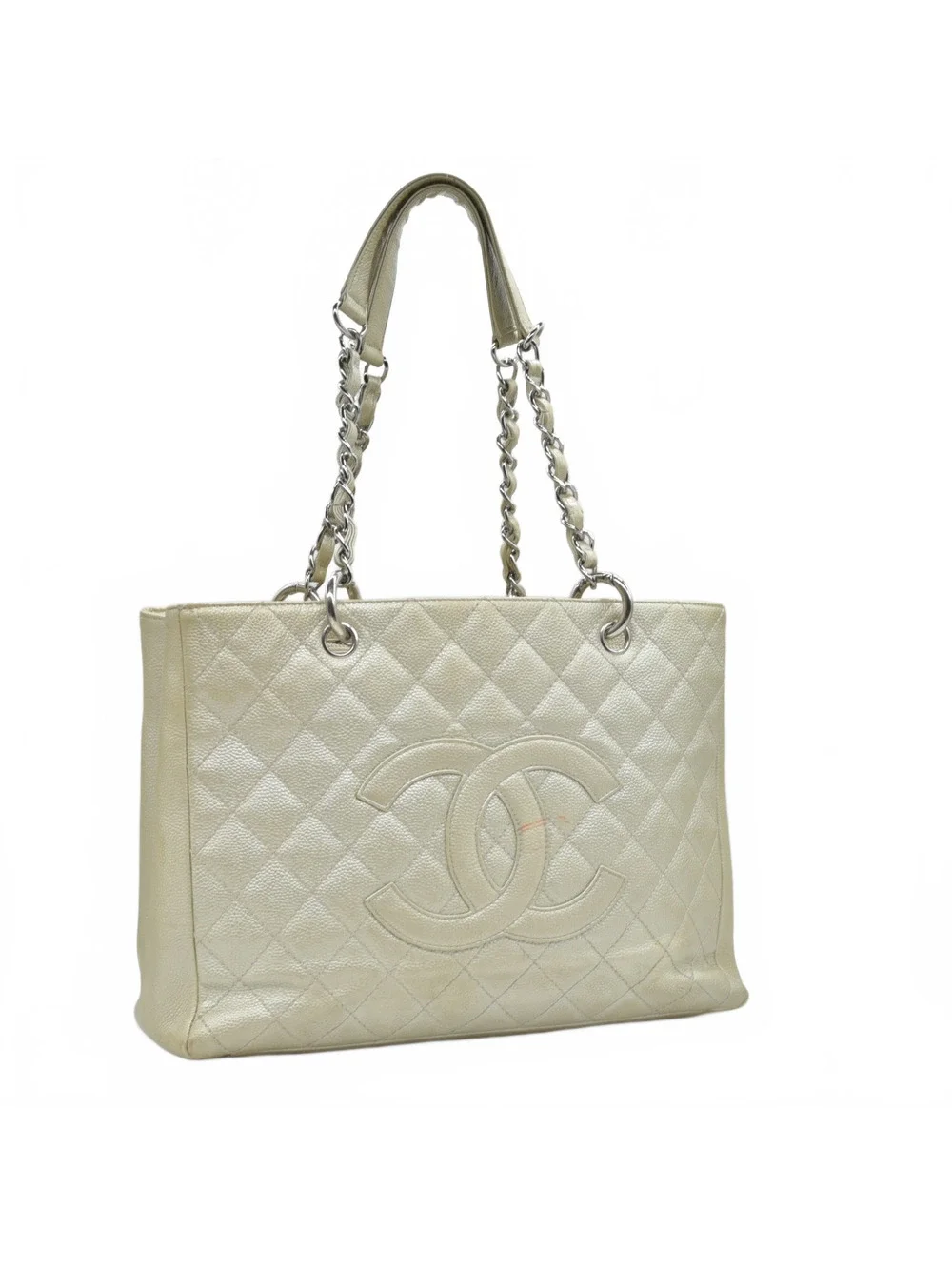 $2900 2006 Chanel Caviar Grand Shopping Tote GST Light Gold